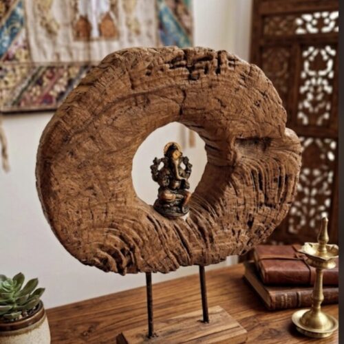 Wooden Ornament with Ganesha
